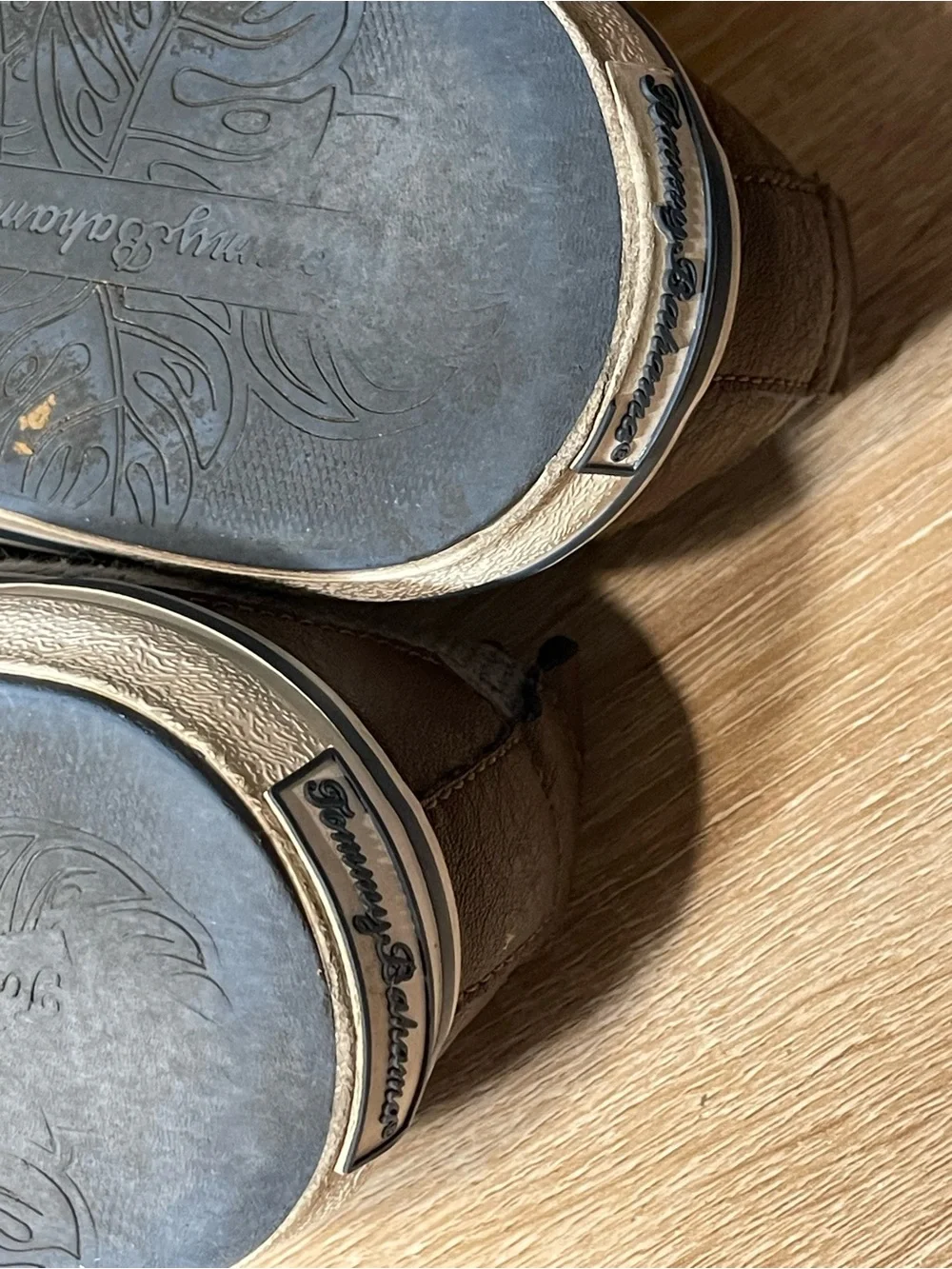 Tommy Bahama Men's Gray Canvas Boat Shoes with Brown Accents